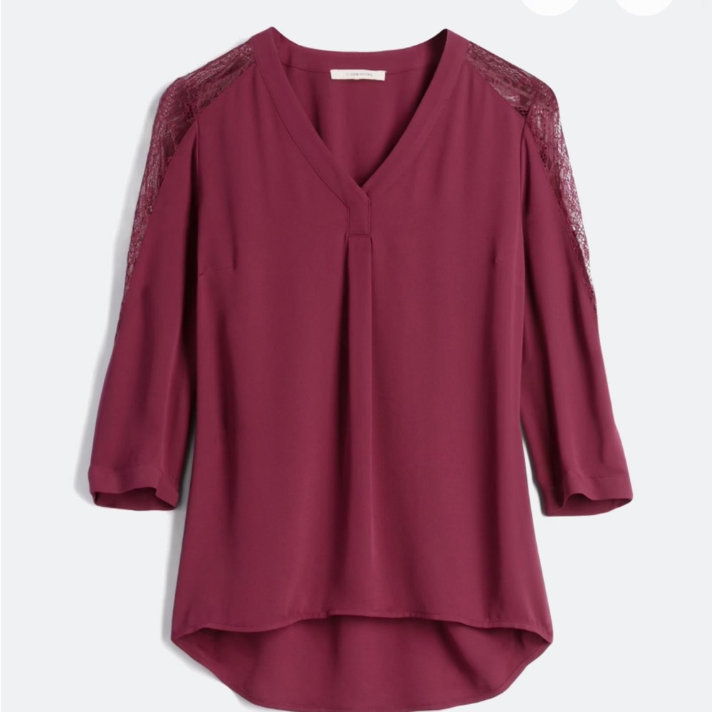41 Hawthorn Burgundy Lace Accent Blouse